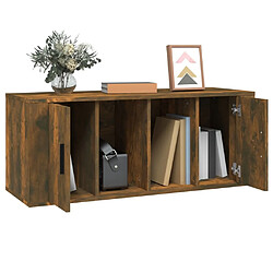 Acheter Maison Chic Meuble TV scandinave - Banc TV pour salon Chêne fumé 100x35x40 cm Bois d'ingénierie -MN83178