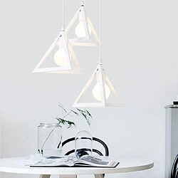 Stoex E27 Lustre suspension cage forme triangulaire fer, luminaire abat-jour métal 3 lampes intérieur Salle à Manger,Blanc