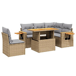 vidaXL Salon de jardin avec coussins 6 pcs beige résine tressée