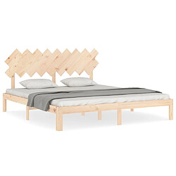 Maison Chic Cadre/structure de lit avec tête de lit pour adulte - Lit Moderne Chambre super king bois massif -MN11366