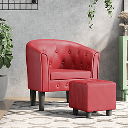 vidaXL Chaise cabriolet avec repose-pied rouge bordeaux similicuir