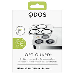 QDOS Protecteur d'Objectif de Caméra pour iPhone 15 Pro/15 Pro Max en Verre OptiGuard Transparent