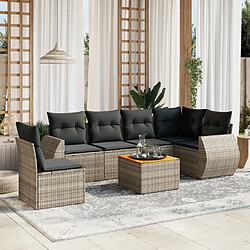 vidaXL Salon de jardin avec coussins 7 pcs gris résine tressée 