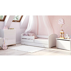 HT MEUBLES Lit enfant LOU avec tiroir balustrade et matelas inclus Lit enfant LOU avec tiroir balustrade et matelas inclus - Sans graphique - 160 cm x 80 cm