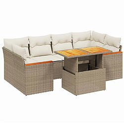 vidaXL Salon de jardin avec coussins 7 pcs beige résine tressée