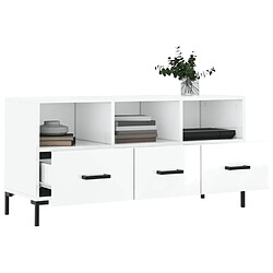 Acheter Maison Chic Meuble TV scandinave - Banc TV pour salon Blanc brillant 102x36x50 cm Bois d'ingénierie -MN70745