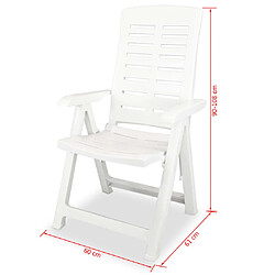 vidaXL Chaises inclinables de jardin lot de 6 Plastique Blanc pas cher