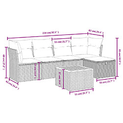 Avis vidaXL Salon de jardin avec coussins 6pcs mélange beige résine tressée