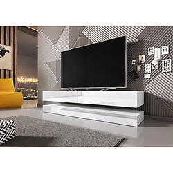 VIVALDI Meuble TV - FLY - 140 cm - blanc mat / blanc brillant - style moderne