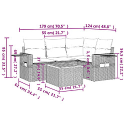 Avis vidaXL Salon de jardin avec coussins 5 pcs beige résine tressée