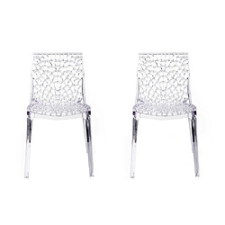 Vente-Unique Lot de 2 chaises empilables DIADEME - Polycarbonate plein - Cristal