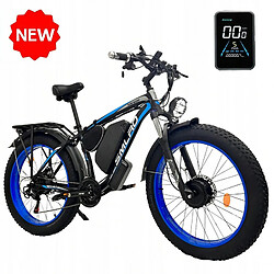 Autrement SMLRO XDC600-Vélo électrique-1000W*2 Moteurs Doubles-100 KM d'autonomie-Batterie 48V 22.4 Ah-Pneus épais Antidérapants 26"*4.0"-bleu