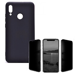 PHONECARE Kit de Verre Trempé Anti-Spy + Coque Silicone Liquide - Huawei Y7 Prime 2019 