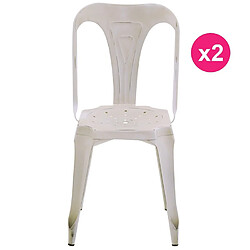 Lot de 2 Chaises Industrielles Métal Blanc Vieilli KosyForm