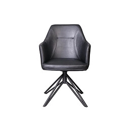 Inside 75 Lot de 2 chaise design CROSSWAY BLACK pivotant à 180° assise simili cuir noir