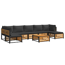 vidaXL Salon de jardin avec coussins 8 pcs bois massif d'acacia