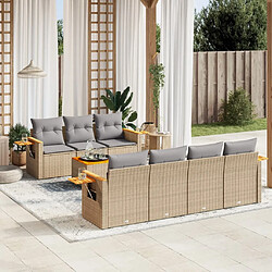 vidaXL Salon de jardin avec coussins 8 pcs beige résine tressée 