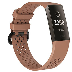 Wewoo Bracelet pour montre connectée Dragonne sport ajustable avec trou carré FITBIT Charge 3 café 