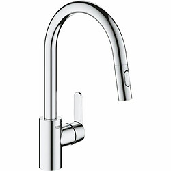 GROHE Robinet de cuisine évier Get - Robinet avec douchette extractible - Bec en forme de U - Supersteel - 31484001