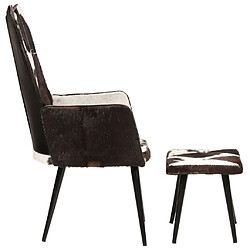 Avis Maison Chic Fauteuil de Chambre à Coucher Salon,Chaises de Salle à Manger,Chaise à oreilles avec repose-pied Noir Cuir véritable -GKD90937