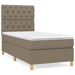 Maison Chic Lit adulte- Lit + matelas,Sommier à lattes de lit avec matelas Taupe 80x200 cm Tissu -GKD72559