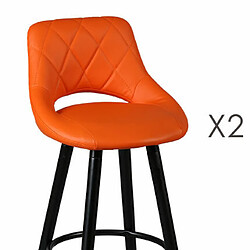 Mes Lot de 2 tabourets de bar 47x47x91 cm orange et anthracite