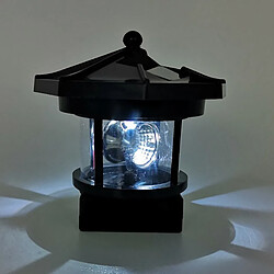 Phare Solaire Lampe Rotative LED Lumière Solaire Jardin Jardin Pelouse Décor Noir