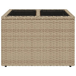 Avis vidaXL Table de jardin dessus en verre beige 55x55x37cm résine tressée