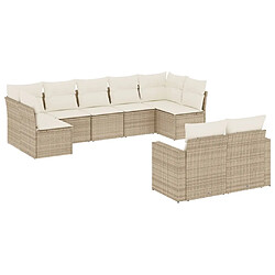 Maison Chic Salon de jardin avec coussins 9 pcs | Ensemble de Table et chaises | Mobilier d'Extérieur beige résine tressée -GKD14625