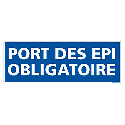 Signaletique Biz Panneau d'obligation Port des EPI obligatoire. Obligation Signalisation EPI. Autocollant - 700 x 250 mm - Plastique PVC 1,5 mm - Plastique PVC 1,5 mm