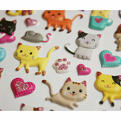 Youdoit Autocollants réutilisables - Relief 3D - Chatons mignons - Paillettes 