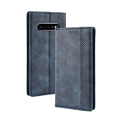 Etui en PU style vintage avec support bleu pour votre Samsung Galaxy S10 Plus