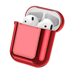 Shot Coque Effet Metal pour AirPods 3 APPLE Boitier de Charge Brillant Design Housse Protection (ROUGE)