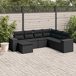 Maison Chic Ensemble Tables et chaises d'extérieur 7pcs avec coussins,Salon de jardin noir résine tressée -GKD920351