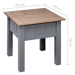 vidaXL Table de chevet Gris 50,5x50,5x52,5 cm Pin Gamme Panama pas cher