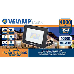 VELAMP PADLIGHT5, projecteur LED SMD 50W IP65, noir 4000K