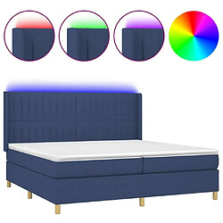 Sommier à lattes,Cadre à lattes de lit pour Adulte matelas et LED Bleu 200x200 cm Tissu -MN37153