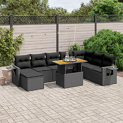 Maison Chic Ensemble Tables et chaises d'extérieur 9 pcs avec coussins,Salon de jardin noir résine tressée -GKD804842