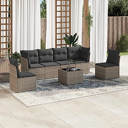 vidaXL Salon de jardin avec coussins 7 pcs gris résine tressée 