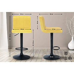 Acheter Decoshop26 Lot de 2 tabourets de bar pivotant hauteur réglable assise surpiqué en velours jaune et métal noir 10_0004226