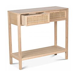 Wadiga Console en Bois 2 Tiroirs Cannage Naturel