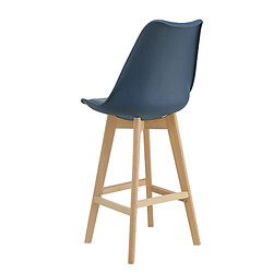 Acheter Helloshop26 Lot de 2 tabourets de bar siège avec dossier et repose-pied rembourré synthétique hêtre 105 cm bleu 03_0002778