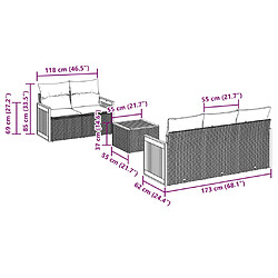 Acheter vidaXL Salon de jardin 6 pcs avec coussins noir résine tressée