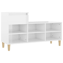 vidaXL Armoire à chaussure Blanc brillant 102x36x60 cm Bois ingénierie