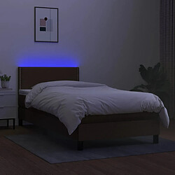 Avis vidaXL Sommier à lattes de lit matelas et LED Marron foncé 100x200cm