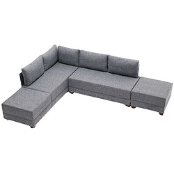 Hanah Home Canapé d'angle convertible en tissu gris Fly. Canapé d'angle convertible en tissu gris Fly