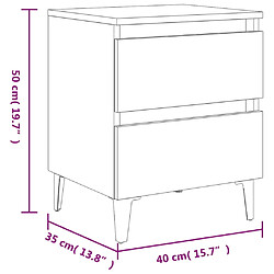 vidaXL Tables de chevet 2 pcs gris béton 40x35x50 cm bois d'ingénierie pas cher