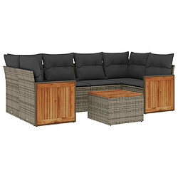 vidaXL Salon de jardin avec coussins 7 pcs gris résine tressée