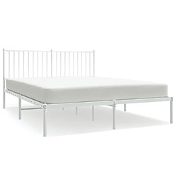 Maison Chic Lit adulte 150x200cm- Cadre de lit métal avec tête de lit pour chambre blanc -MN19994