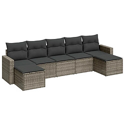 vidaXL Salon de jardin avec coussins 7 pcs gris résine tressée